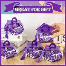 Graduation Party Favors Boxes 32 Pcs Class Of 2026 Graduation Cap Candy Box With Tassel Grad Gift Treat Boxes For 2026 Table Centerpieces Decorations Purple - Purple - View 2