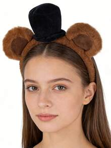 1pc-Bear Ears, Nose, Bow, And Tail Headband, This Bear Outfit Set Is Not Only Suitable For Daily Wear, Adding A Touch Of Cuteness To The Look, But Also Perfect For Various Special Occasions. - Multicolor - View 2