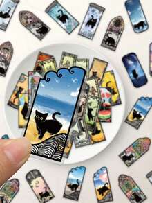 Meow's Secret PET Stickers, Cartoon Black Cat Stickers For Luggage, Scrapbooking, Phone Cases - Graffiti Stickers - View 3