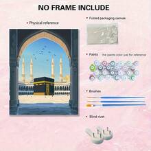 40X50cm Frame Not Included,1set Muslim - Sacred Arch Window: The Faith Realm Of The And Birds - Islamic - Suitable For Beginners Digital Painting Kit,Includes: Pigments, Paintbrushes, Hooks, Non-Marking Nails, Sample Diagrams - 40*50cm - View 7