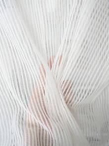 女士镂空针织罩衫，宽松轻薄透气毛衣上衣，竖条纹V领设计，夏季外套 - 杏色 - 查看 9