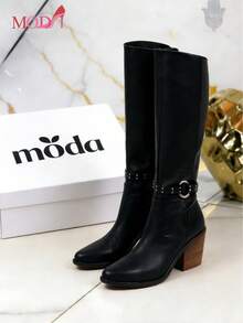 Women Mid-Calf Boots - Black - View 11