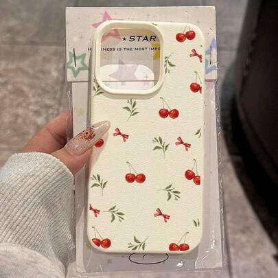 1pc TPU Material Sweet Cherry Blossom Bow Floral Pattern Phone Case Compatible With IPhone 17 Pro Max/17/16 Pro Max/15/13/12/11, S20 FE/A15/S24/A55, Note 11/Note 12/Note 13 Pro, Full Coverage Anti-Drop Soft Protective Phone Cover