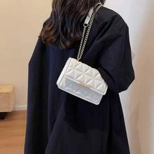 Women's New  Quilted Solid Color Chain Small Square Bag, Minimalist Fashion Shoulder Crossbody Bag - 彩色 - 查看 9