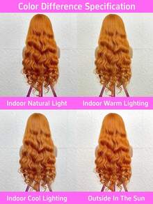 200% 密度姜金色 #350 波浪卷 13x6 13x4 蕾丝前假发，混合纹理，5x5 透明蕾丝假发，预修剪，带婴儿发，无胶空气假发，10-14 英寸巴西原生发高密度波波头假发 - S350 - 查看 11