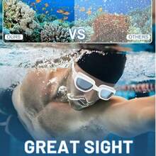 1副成人防雾高清泳镜，防水防雾专业潜水镜，成人防护泳镜，适合比赛和近视人士，游泳装备 - 硅胶防水泳镜，专业训练泳镜 - 常規 - 查看 6