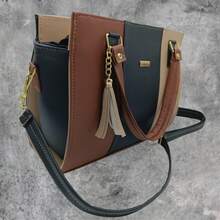 Bolsa de dama de moda bolso de mujer casual bolsa de dama multicolor bolsa de mujer con asas - Negro-cognac-maquillaje - Ver 5