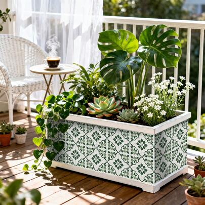 24 Pieces Of Retro Green Floral Tile Stickers Self-Adhesive Matte Stickers, Suitable For Kitchen And Bathroom Home Interior Wall And Floor Decorations