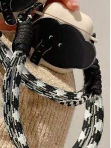 Llavero, cordón para el cuello con diseño plano 2D de elefante creativo, funda protectora compatible con auriculares Bluetooth de Apple, anti-arañazos y protección contra caídas - blanco antiguo - Ver 8