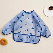 1件防水婴儿围兜，婴幼儿喂食围裙，带大口袋，适合6-36个月宝宝 - 彩色 - 查看 10