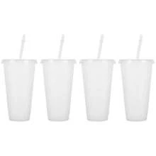 2/4 Packs Reusable Plastic Cup, 24oz/710ml Drinkware Tumblers, Coloured Cups Tumblers With Lids And Straws, Plastic Bulk Iced Plastic Cold Water Tumblers, Iced Coffee Cups, Travel Mug Party Tumbler - Multicolor - View 11