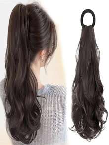 Ponytail Wig With Big Wavy Curls, Natural Fluffy Lazy Braided Ponytail Hair Scrunchie - Multicolor - View 2