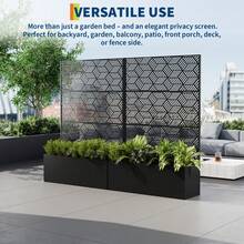 CuisinSmart Jardinera metálica con enrejado, bancal elevado con mosquitera y orificios de drenaje, ideal para plantas trepadoras, hortalizas y enredaderas. - Patrón de caleidoscopio - Ver 4