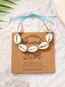 1 Pc Bohemian Chic Style Cowrie Shell Anklet For Women, Handwoven Starfish Seashell Anklets Set, Boho Chic Style Beach Wear Foot Jewelry - Multicolor - View 8