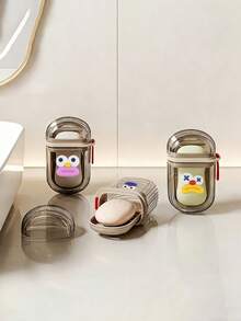 Portable Soap Box With Lid And Sausage Mouth Sticker, Creative Soap Box With Drainage System, Sealed Dust-Proof Soap Storage Box, Transparent Storage Container Suitable For Bathroom, Travel, Non-Slip Base, Durable Plastic Container Suitable For Home, Dorm, Travel, Bathroom Accessories, Camping, Hiking, Outdoor Personal Care And Hygiene - Multicolor - View 1