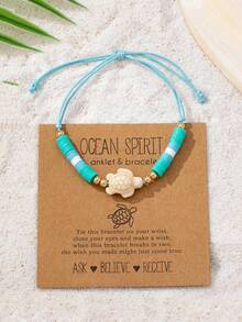 1 Bộ vòng tay phong cách Bohemian Chic đính charm hình sao biển, rùa biển, sóng biển và sò biển, kiểu Boho dành cho nữ, trang sức đi biển. - Nhiều màu - Xem 8