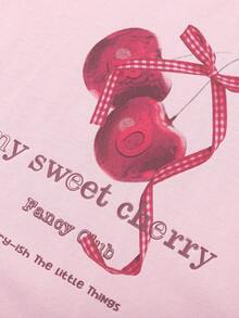 Balabala Girls' Short Sleeve T-Shirt, Cotton Fabric, Moisture-Wicking Quick-Dry Printed Top - Pink - View 5