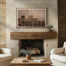 1幅侘寂风格墙饰，中性抽象日式印花，侘寂抽象方块海报，水彩棕色极简现代装饰画，乔迁礼物，不含画框 - 抽象 - 查看 7