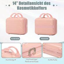 14"/19" 2-Piece ABS Spinner Suitcase Set With Combination Lock & 14" Cosmetic Bag - Pink - View 7