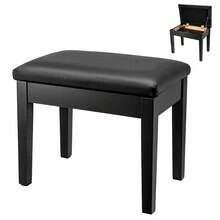 Piano Stool 54x34x45cm | Faux Leather Keyboard Bench With Storage, Multi-Purpose Piano Seat For Home, Music Studio & Keyboard - 黑色 - 查看 1