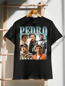 Camiseta Esencial Retro de los 90 con el Divertido Pedro Pascal - Negro - Ver 1