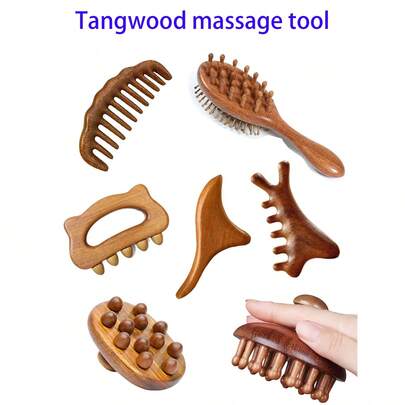 木质按摩放松工具套装，情人节/母亲节礼物，美容工具，便携式按摩器，家用按摩器，深度放松，头部按摩梳，足部按摩器，腰腹部按摩刷，头皮放松器，SPA按摩，背部放松，颈肩按摩器