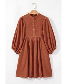 Button Up Dress Women Gold Flame Mini Dresses - 金色火焰 - 查看 12