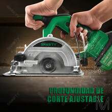 Sierra Circular Electrica, Con 2 Baterías 4.0ah, Profundidad De Corte Ajustable 90°-45° Para Cortadora De Madera, Metal, Plástico - Verde - Ver 8