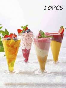 10/20pcs Transparent High-Quality Martini Plastic Cups, Dessert Cups, Cocktail Cups, Condiment Cups, Reusable, Suitable For Summer Parties, Weddings, Galas, Appetizers And Puddings - Multicolor - View 7