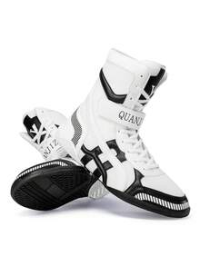 TACHUAN 1 Pair Men's High-Top Professional Boxing Shoes, Wrestling Training Boots, Muay Thai Kickboxing Shoes, Fitness Martial Arts Sneakers - White - View 5