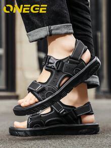 1 Pair Men's Sandals, New Driver Sports Beach Shoes, Summer Minimalist Soft Sole Non-Slip Breathable Casual Shoes - Black - View 2