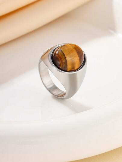 1 pieza/2 piezas Juego de anillos vintage de acero inoxidable con tono dorado, disponible en varios tamaños, adecuado para uso diario de mujeres o como regalo