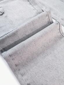 Jeans de pierna recta y suelta de talle alto para mujer, sin estiramiento, estilo vintage de ropa de calle, Colección Primavera/Verano 2026, Año Nuevo y Día de San Valentín - Gris Claro - Ver 12