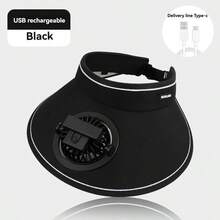 1个300mAh可充电+太阳能供电便携式头戴风扇，双电源模式，3档风速可调，45°倾斜角度调节 - 彩色 - 查看 11