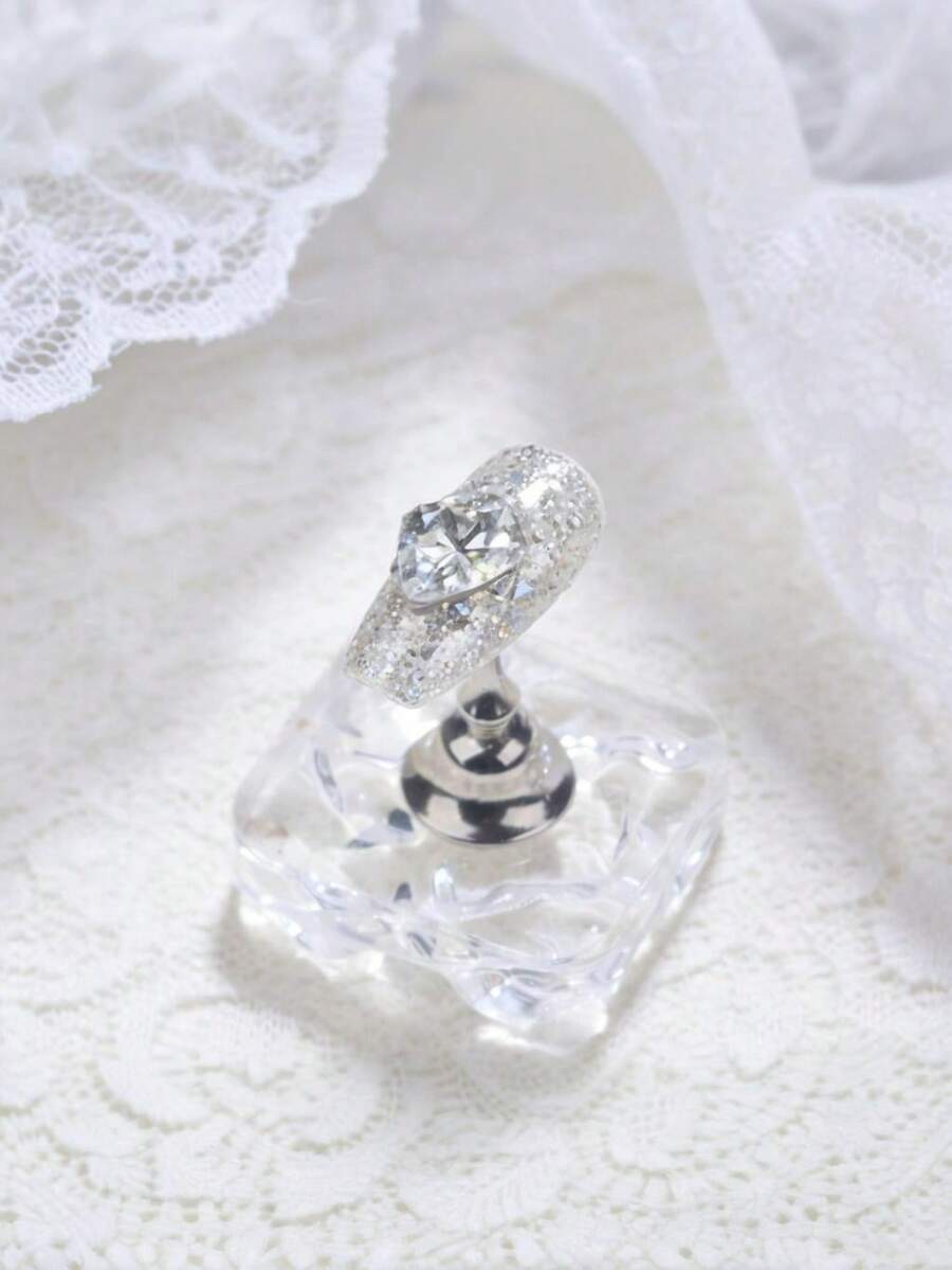 1pc Reusable Nail Polish Display Stand, Fake Nail Support, Manicure Practice Holder, Nail Polish Painting Stand - Clear - View 1