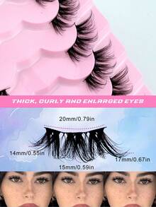 7 Pairs Natural Crossing Cat Eye Lashes, 3D Fluffy Curly Elongated Invisible Transparent Stem, Comfortable & Lightweight For Beginners - Half Eyelashes - View 4
