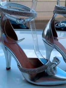 Pointed Toe Stiletto Heel 9cm Women's Shoe Elegant Heel With Glitter - 銀色 - 查看 2