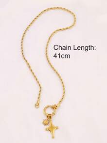 1pc Stainless Steel Sun Star Pendant Necklace Fashion 18K Gold Plated Waterproof Twist Chain Necklaces For Women Jewelry - Necklace - View 6