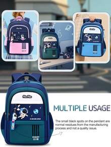 Set de 3 mochilas con diseño impreso de astronauta, de gran capacidad y diseño de múltiples compartimentos, con cierre de cremallera, correas ajustables y transpirables, almohadilla antideslizante en la espalda, adecuado para estudiantes de secundaria y preparatoria, mochila unisex, regalo de regreso a clases - A - Ver 8