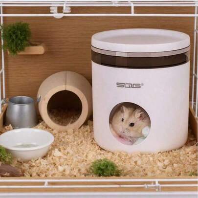 1pc Multi-Function Double-Layer Fully Enclosed Hamster Hidden House With Food Bowl, Small Pet Sleep Nest Anti-Insect Anti-Moisture Easy To Clean Hamster Cooling Ice House, Suitable For All Season Small Pets