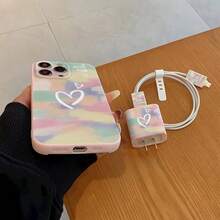 5pcs/Set Pink Shiny Rainbow Heart Pattern Phone Cases - Pink - View 4