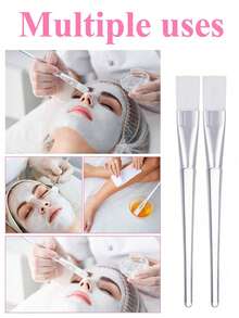 15/6/1件装美容院空心透明手柄水晶面膜刷，刷毛柔软，可清洁面膜，小巧柔软的刷头可用于面部，不伤肌肤 - 彩色 - 查看 4