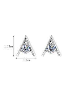 2pcs Fashionable & Exquisite 925 Sterling Silver 0.5Carat X 2 Moissanite Stud Earrings, Suitable For Women's Daily Wear, Party, Holiday, Mother's Day, Wedding Anniversary, Birthday Jewelry Gift - Silver - View 3