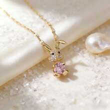 Women's Stainless Steel Zirconia Rabbit Pendant Necklace, Suitable For Daily Wear - Multicolor - View 3