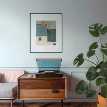 1幅蓝色田园小屋墙面艺术画，乡村质朴家居插画，复古农舍装饰，民俗复古家居海报，方形温馨家居装饰，无框 - 風景 - 查看 6
