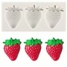 1个草莓形硅胶果冻模具 - 可重复使用，不粘，适用于自制甜点、果冻、布丁、巧克力和糖果制作 - 彩色 - 查看 8