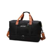 Bolsa de gimnasio unisex de gran capacidad, bolsa de gimnasio y viaje de gran capacidad para mujer y hombre con correas ajustables para el hombro, bolso con cremallera con compartimentos para ropa húmeda/seca, múltiples compartimentos, bandolera/bolso de mano para el gimnasio, negocios, vacaciones y viajes cortos. - Negro - Ver 6