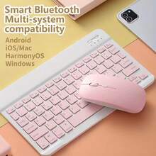 Kit Teclado y Mouse Bluetooth Pastel para Chicas | Teclado Ultra Delgado Silencioso con Teclas Cuadradas | Recargable, Compatible con 3 Sistemas y Todos los Dispositivos - Rosa - Ver 5