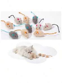 12件套猫玩具，毛绒老鼠和鱼玩具，适合室内幼猫，可缓解无聊，多种颜色可选，不含猫薄荷 - 彩色 - 查看 6