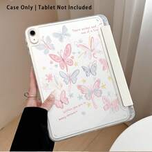 Capa protetora para tablet com suporte, decorada com borboletas pintadas em cristal acrílico. Compatível com Samsung, Honor, Apple e outras marcas. Dobrável e resistente a dobras, com cantos reforçados em silicone, função de ativação/desativação automática, compartimento para caneta e suporte dobrável com múltiplos ângulos. Proteção perfeita para o dia a dia e um presente ideal. - Multicolorido - Ver 5